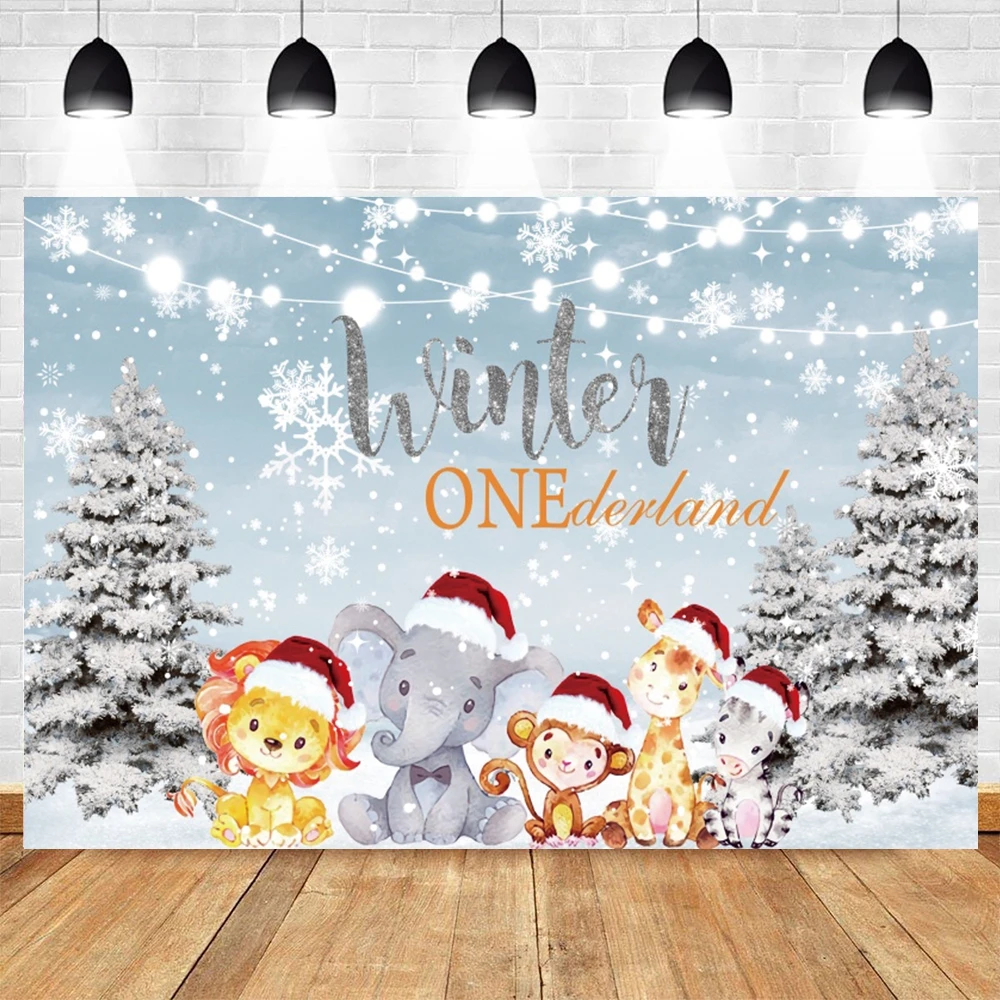 

Yeele Christmas Tree Winter Snowflake Safari Animal Wild Backdrop Baby Birthday Party Background Photography Vinyl Photocall