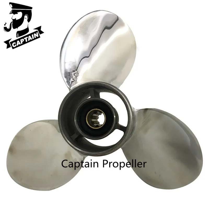 Captain Stainless Steel Propeller 9 1/4X10 Fit Honda Outboard BF8D BF9.9 BF15A BF20D 8 Splines RH 3 Blades винт лодочного мотора