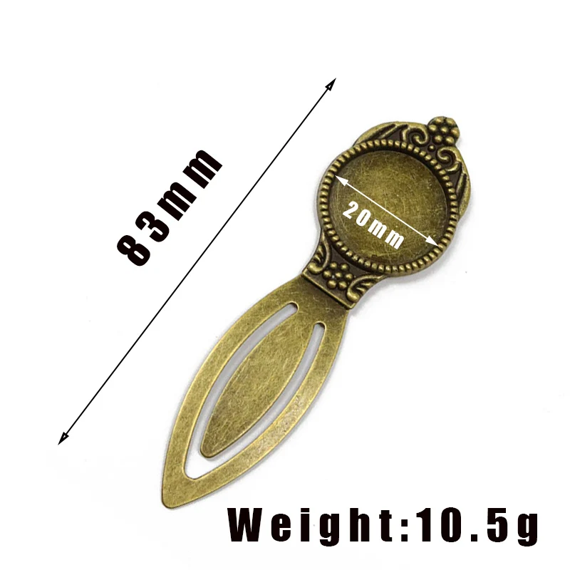 5 Style Mix 20mm Vintage Manual Bookmark Cabochon Tray Base Blank Setting DIY Making Bookmark Jewelry Components
