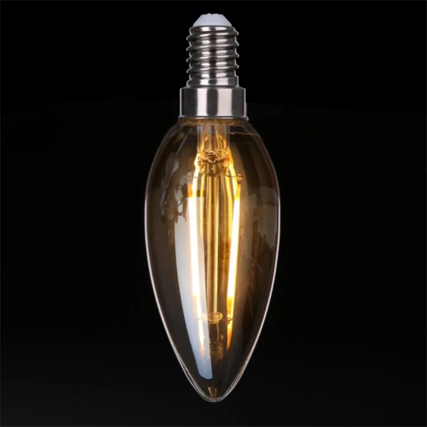 

YANG MIN Free Shipping Warm white 2200K E14 4w Dimmable edison vintage AMBER glass slow voltage filament C35