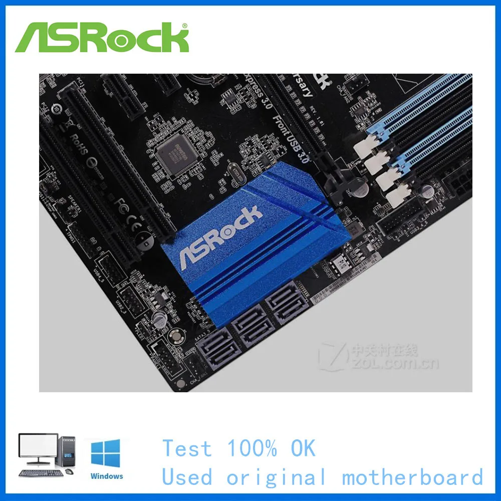 Imagem -04 - para Asrock Z97 Aniversário Computador Usb3.0 Sataiii Placa-mãe Lga 1150 Ddr3 Z97 Desktop Mainboard Usado