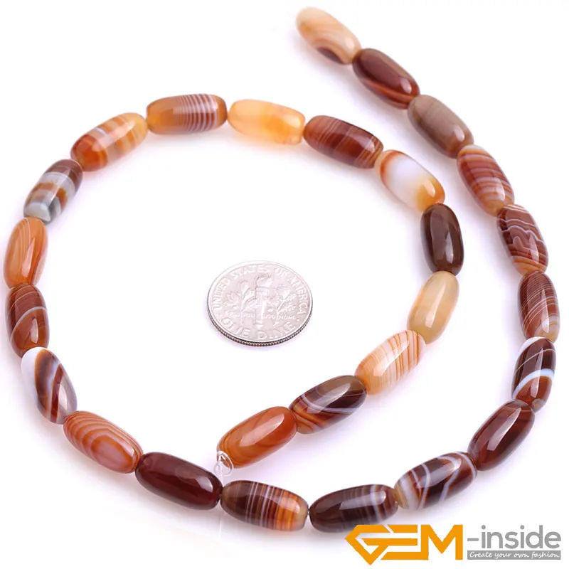 Natural Brown Botswana Agates Drum Tube Accessorries Beads For Jewelry Making Strand 15 inch DIY Jewelry Stripe Agates Bead Gift