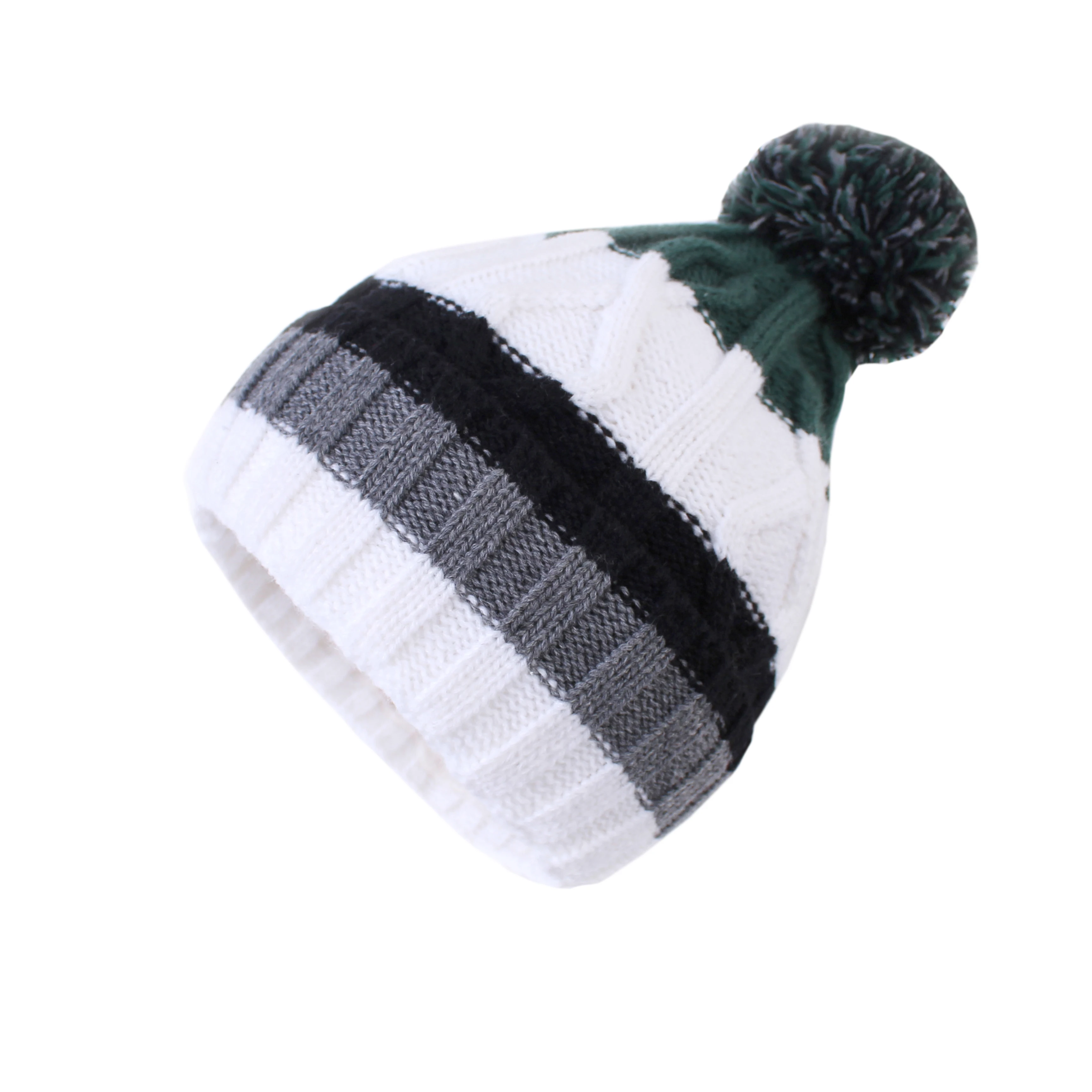 Connectyle Boys Girls Kids Classic Stripe Knitted Beanie Skull Cap Fleece Lined Winter Warm Earflap Daily Outdoor Hat With Pom