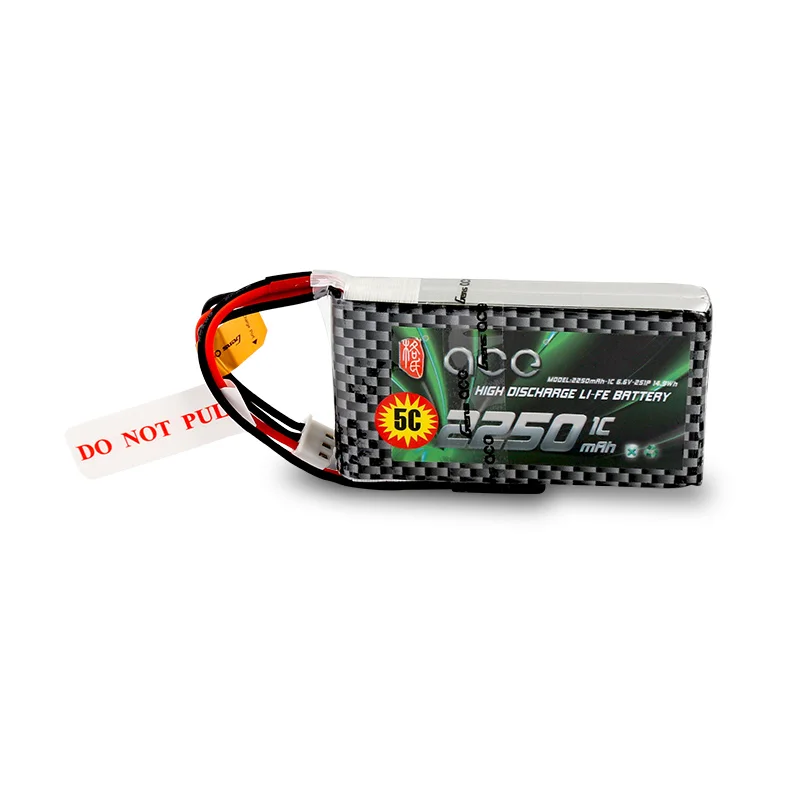 Gens ACE 2250mAh 6.6V 2S 2S1P LiFe Battery with Futaba 3P Plug for 14SG 4PLS T8J Remote Control