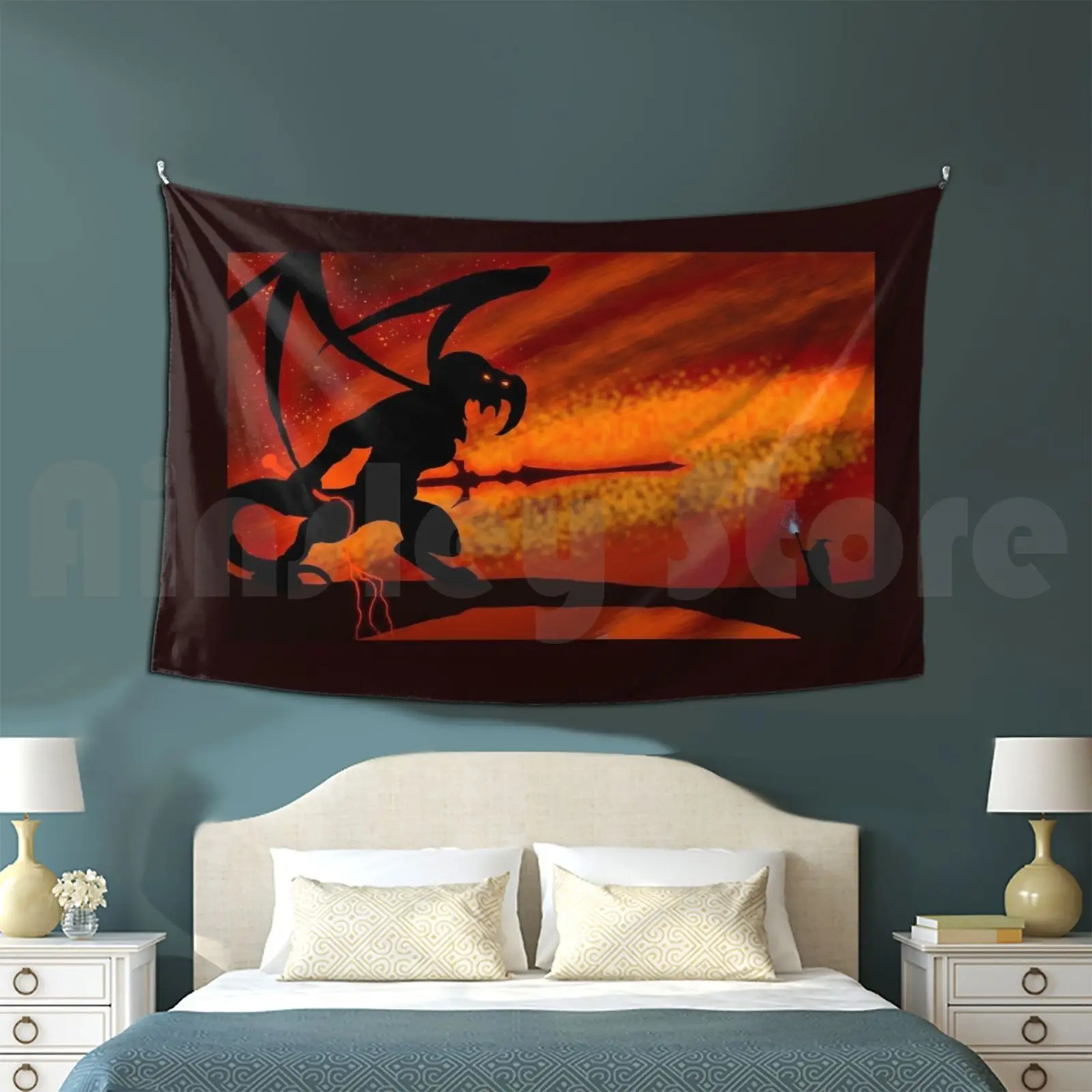 Tapestry Living Room Bedroom Gandalf Balrog Wizardry Magic One Ring Good Vs Evil You Shall