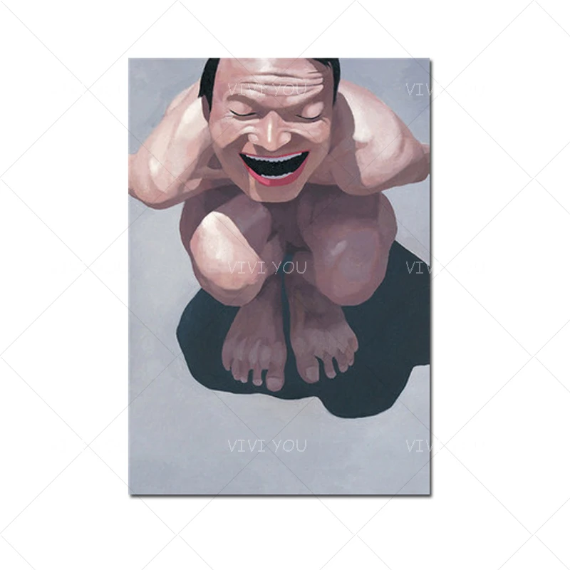 Best Art Purple Cartoon Cute Man Laugh Oil Painting Canvas Handmade Painting Home Decor Oil Painting Artwork