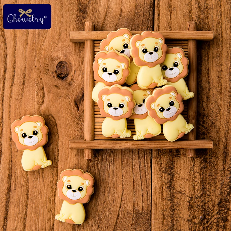 5PC Baby Teether Rodents Cute Lion Silicone Beads Baby Toys DIY Pacifier Chain Necklaces Pendant Bite Chew For Children Products