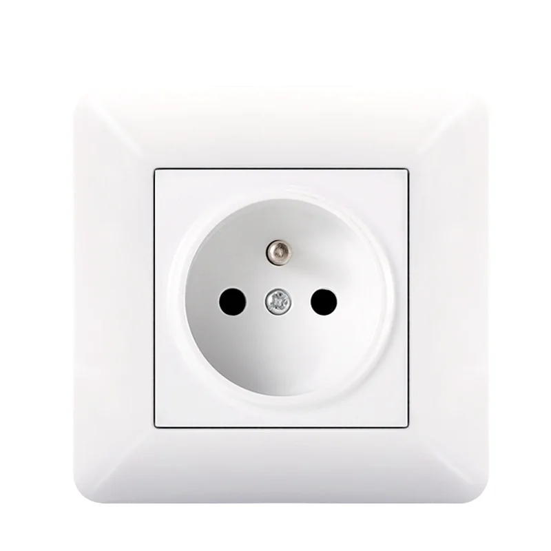 Pure White 86mm France Wall Outlet CE UL Standard 16A Electric Power Panel For Charging Energy