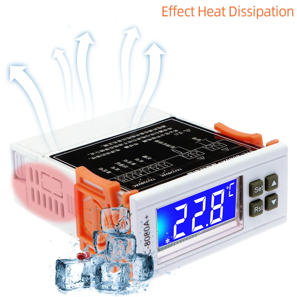 12V 24V 220V STC-8080A+ Digital Temperature Controller Automatic Timing Defrost Intelligent Thermostat Alarm Function