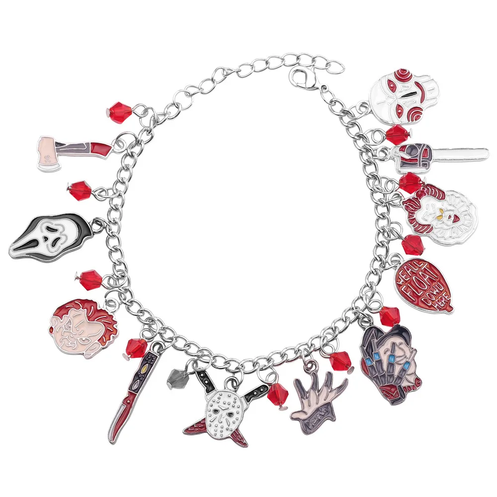 Stephen Kings Charm Bracelet Penny Wise Jason Hockey Enamel Skull Pendants Chain Bracelets Gifts For Women New Design