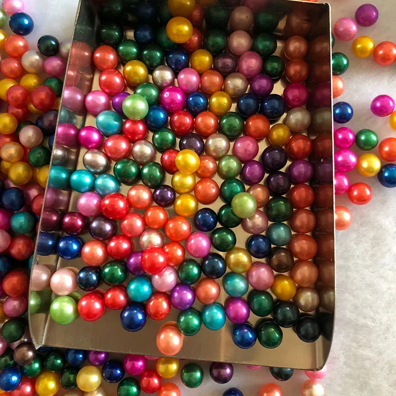 20Pcs Grade AAA Loose Round Pearls, Wholesale Mix Colored Akoya Round Pearls 6-8MM Pearl Beads For DIY Jewelry XK11