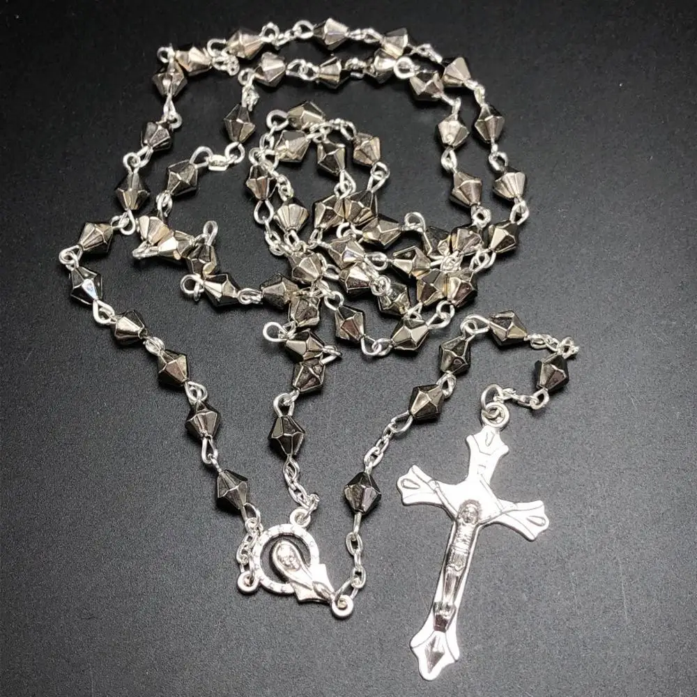 6mm religious plastic CCB bead rosary with virgin mary center and cross