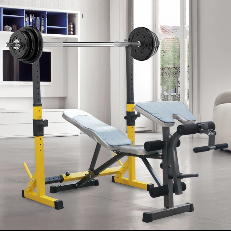 Squat Rack Household Barbell Bracket Bench Press Rack Construction Equipment Adjustable Multifunctional Weightlifting Bed