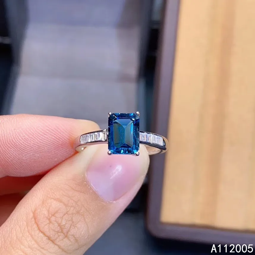 

KJJEAXCMY fine jewelry 925 sterling silver inlaid natural gem blue topaz gemstone new Female Miss woman girl ring Support test