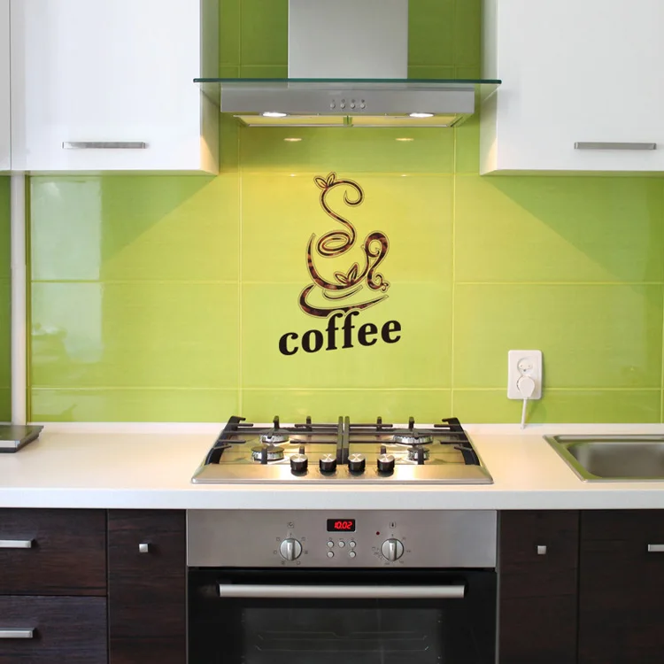 Kreativer Kaffeetassen-Wandaufkleber für Wohnzimmer, Küche, Dekoration, Tapete, Fenster, Glas, Dekor, selbstklebendes, individuelles Wandbild – Detail 5