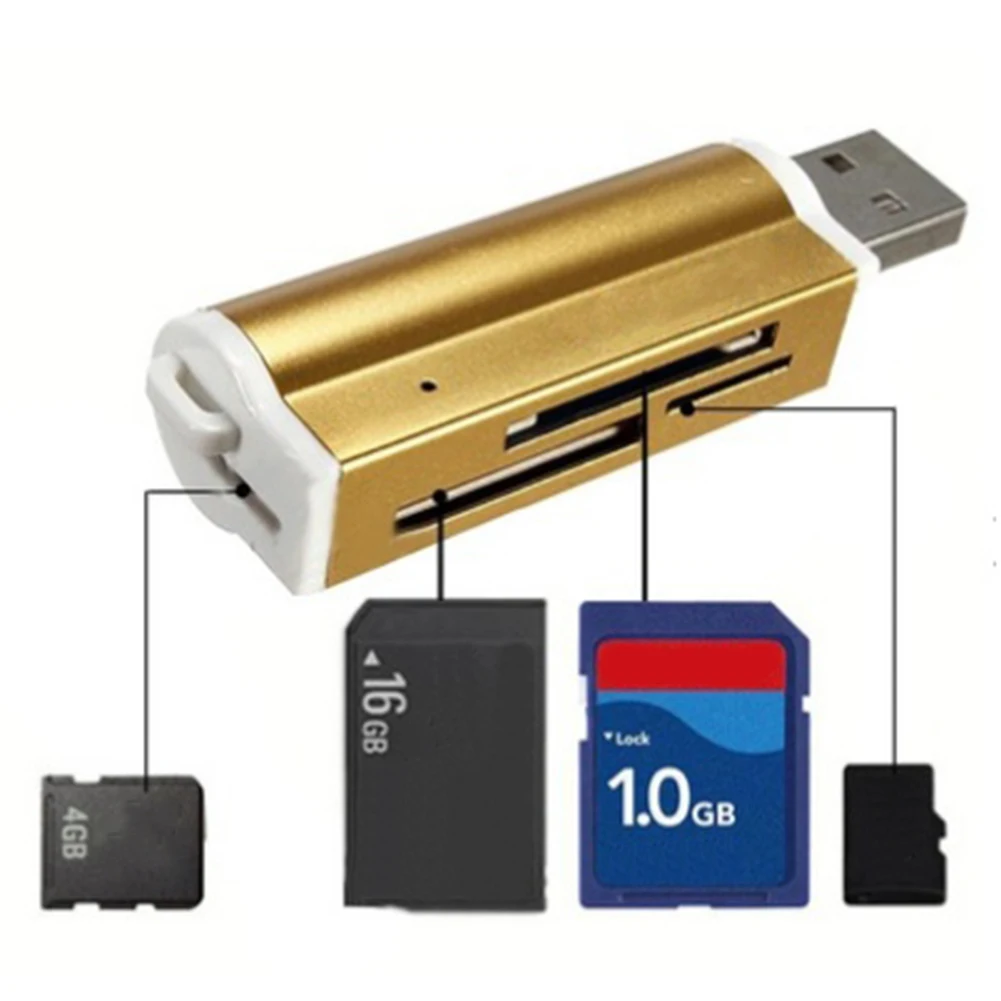 Lector de tarjetas de memoria multifunción USB 2 0 TF SDHC MS, alta velocidad, 4 en 1