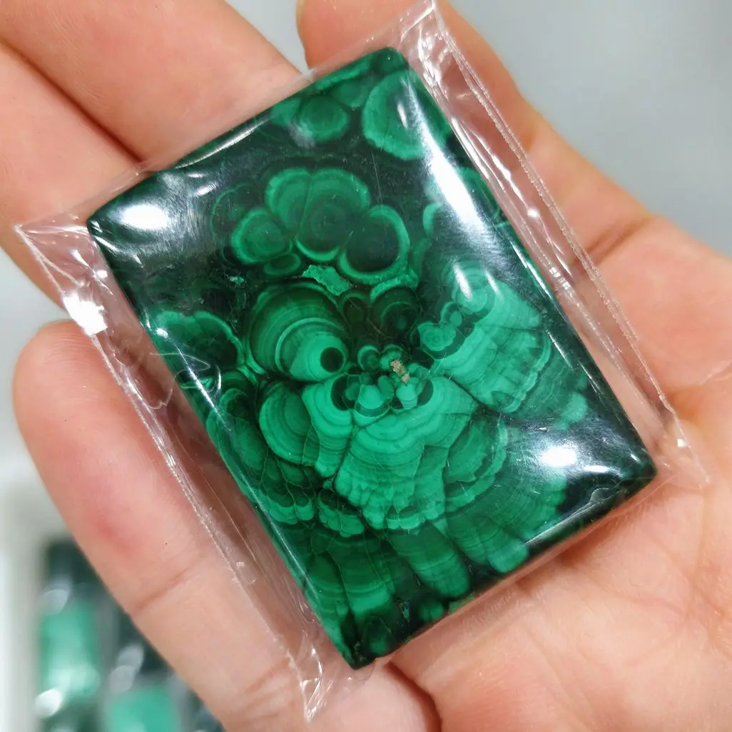 30-40g Natural Malachite Oblong Square Plate Pendant Ornament  Mineral Quartz Collecting Gem Indie Jewelry Presents