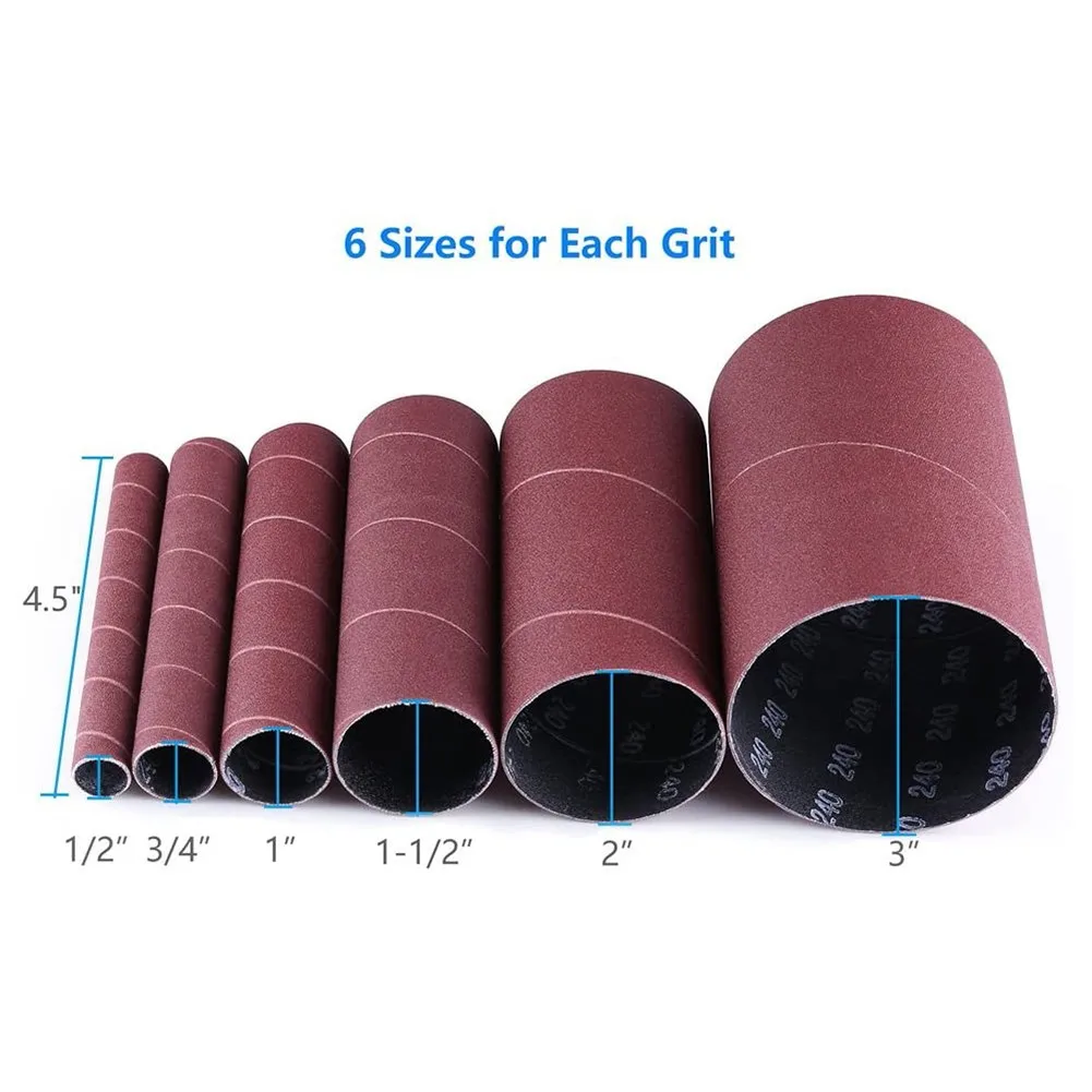 6 pezzi 115mm altezza 12-80mm 80/120 grana Kit di manicotti per tamburo abrasivo per lucidare metalli plastica e ruote per lucidare il legno
