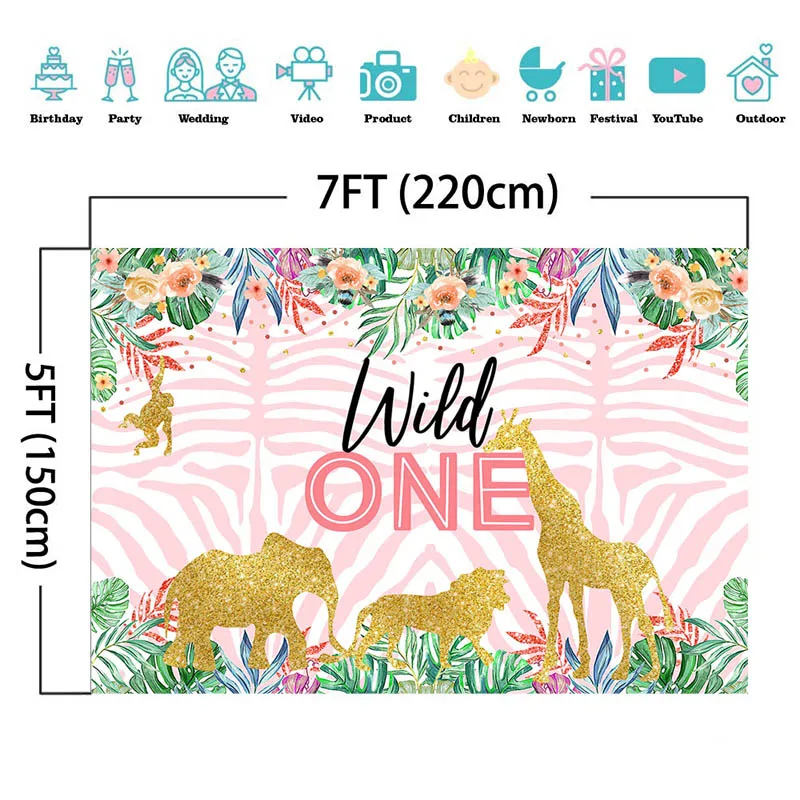 MOCSICKA Baby Shower Background Tropical Jungle Animals Decoration Style Newborn Baby Photo Background Photography Studio