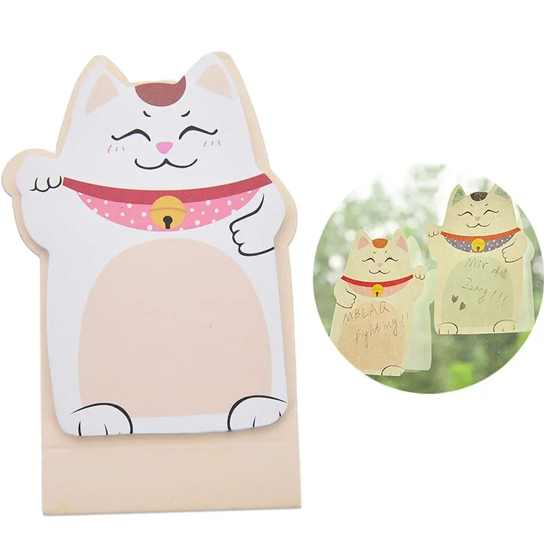 1pcs di Lucky Cat Beckoning Maneki Neko Memo Bookmark Sticky Note