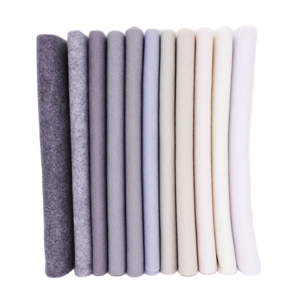 Felt Set, Gray White Soft Non Woven Fabric For Needlework Handmade DIY Sewing Crafts Dolls ,Polyester Cloth 11 Pcs/Lot 25cmx28cm