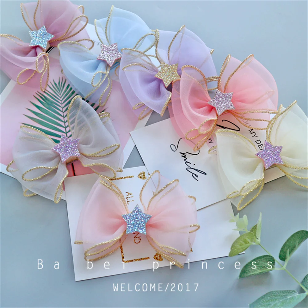 2Pcs/Lot Whole Sale Kids Fashion Hair Accessories Bowknot Lovely Clip For Girls