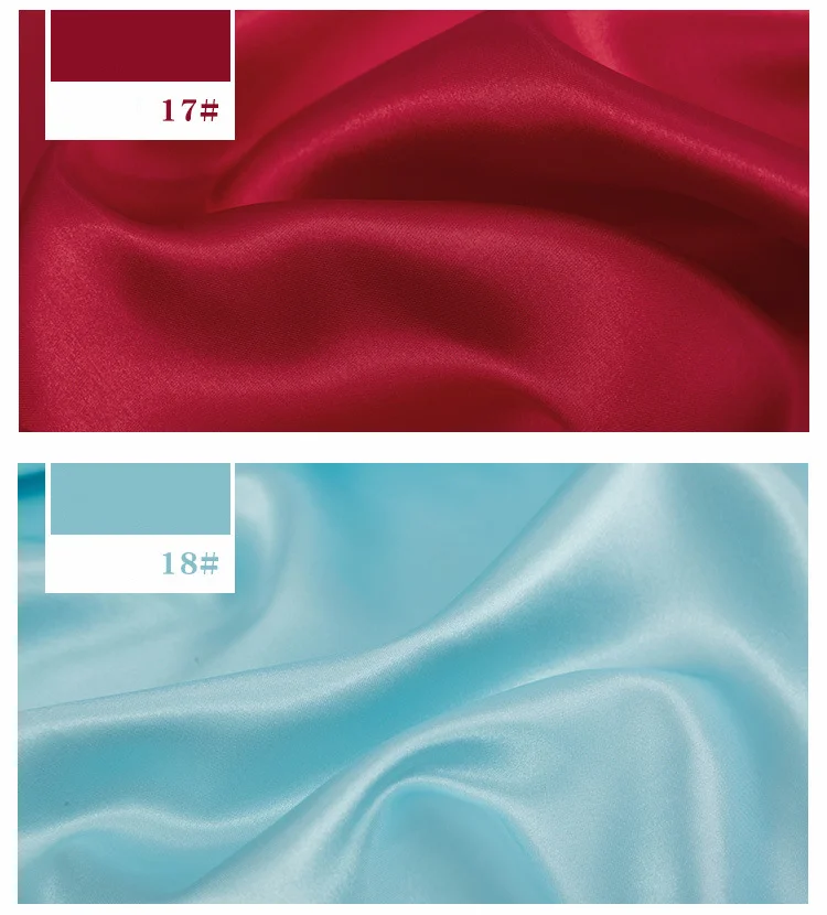 Imitierter Seidensatin-Stoff auf dem Hof, Futterstoffmaterial zum Nähen von Kleidern, Vorhängen, einfarbig, Schwarz, Weiß, Blau, Gold, Grün – Detail 14