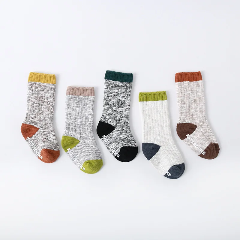 Toddler Socks Newborn Baby Kids Prewalker Winter Exquisite Cotton Girl Autumn Infant Boy Skidproof Sole Patchwork Socks 0-8T