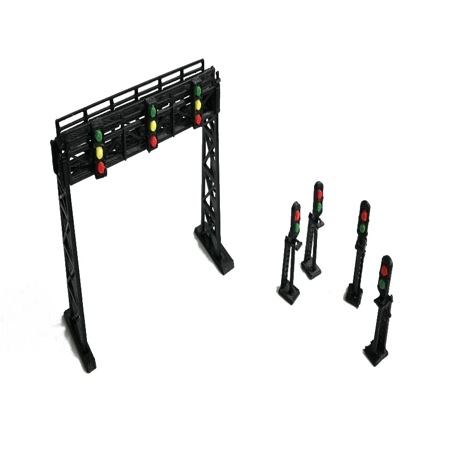 Modelo ferroviário de trem razão n 1:160 1:150 pórtico e conjunto de luz de sinal