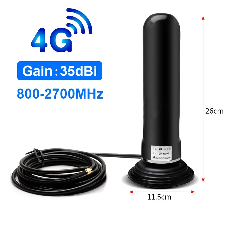 GSM 2G 3G 4G Antenna 35dBi 800-2700MHz 3 Meters Cable SMA Male N Male Vehicle Car 11.5cm Magnetic Mount Antena Signal Booster