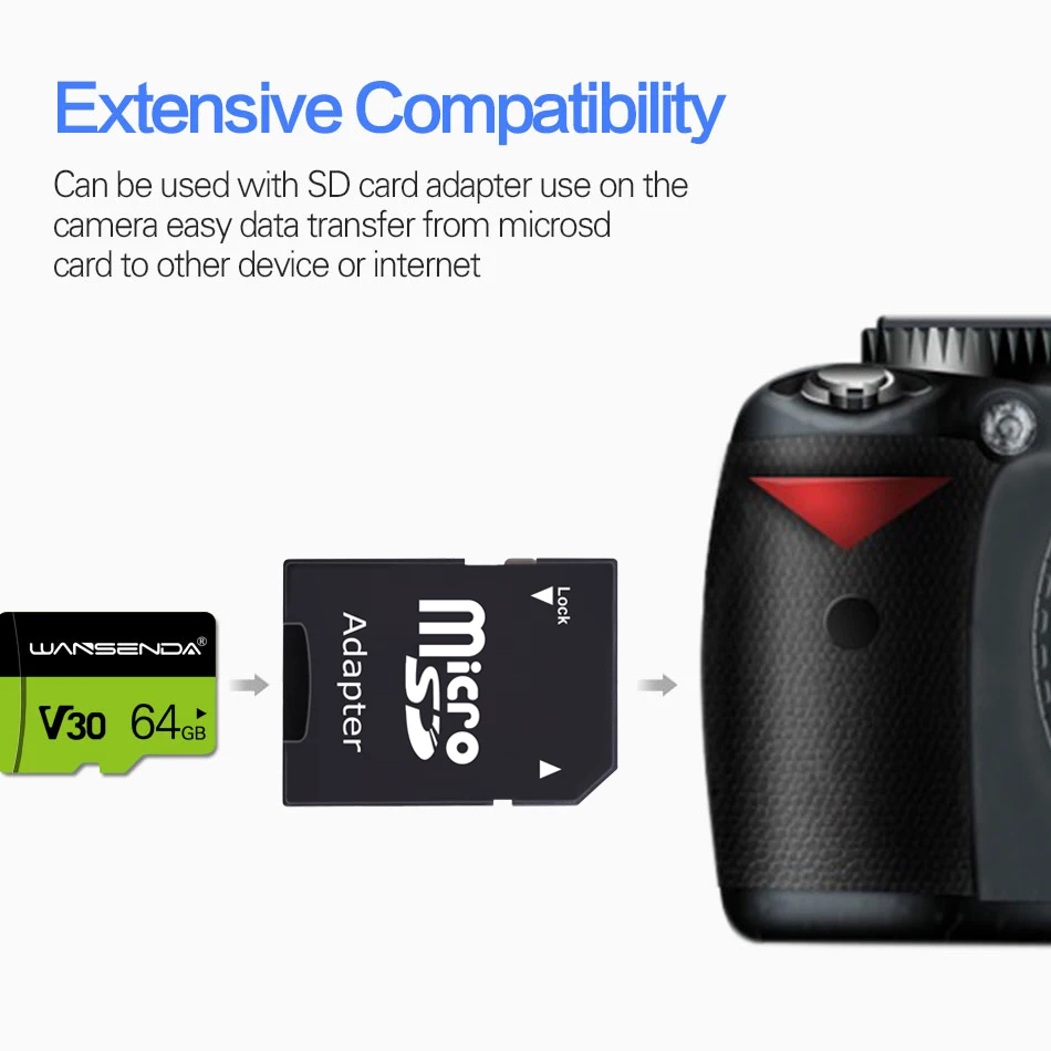 WANSENDA การ์ดหน่วยความจํา TF Card 8GB 16GB 32GB 64GB 128GB V30 คุณภาพสูงแฟลชการ์ดหน่วยความจําสําหรับสมาร์ทโฟน/PC