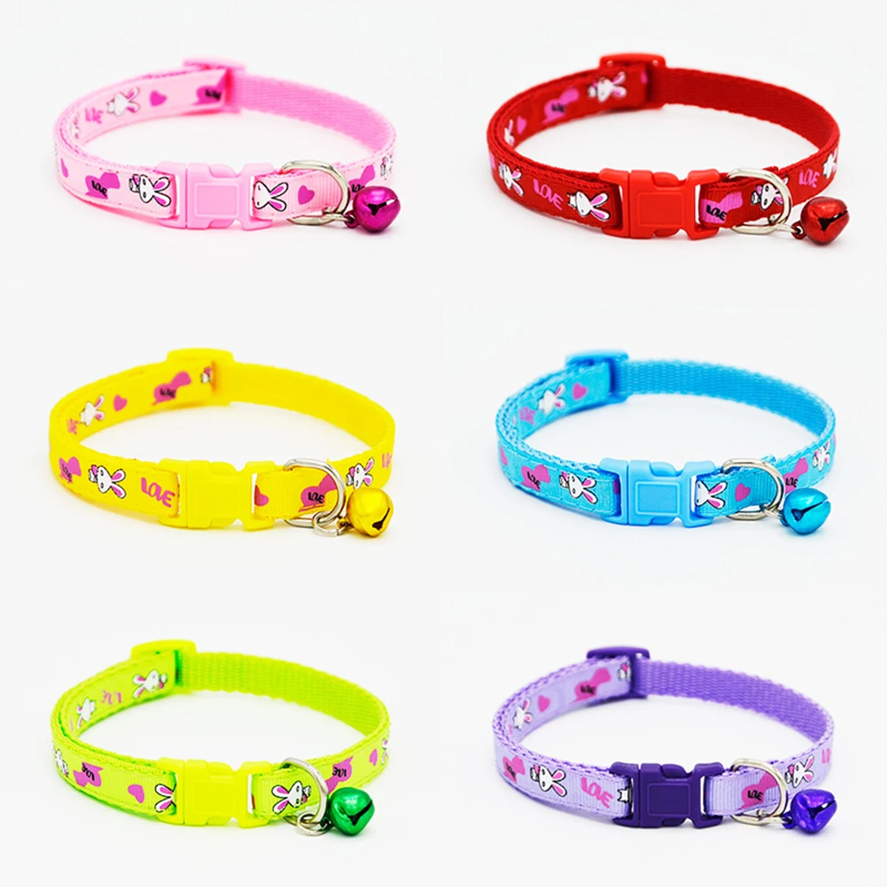 Cute Pet Cat Collar Cartoon Animal Rabbit Printed Quick Release Buckle Polyester Cat Puppy Dog Collar Necklace