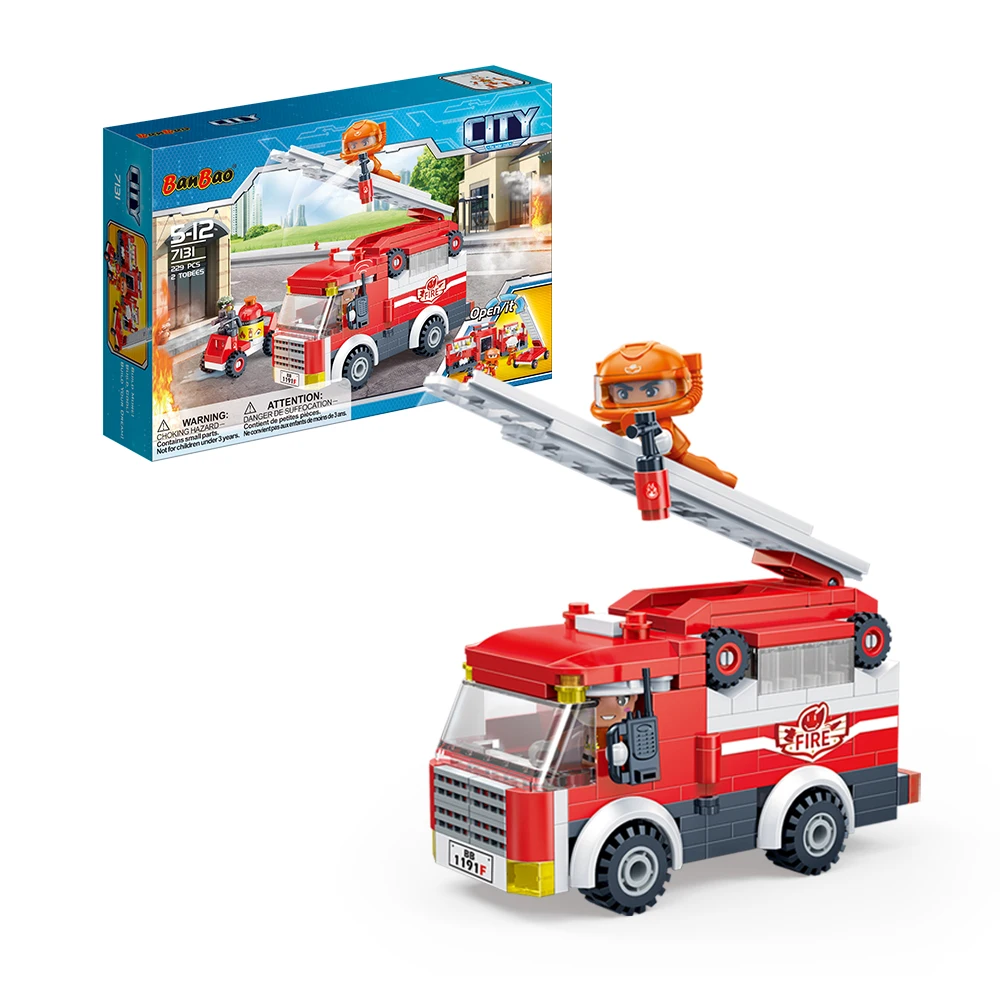 

BanBao Fire Station Classic Model Blocks City Construction Firetruck Building Bricks Educational Toys For Child Gifts 7131