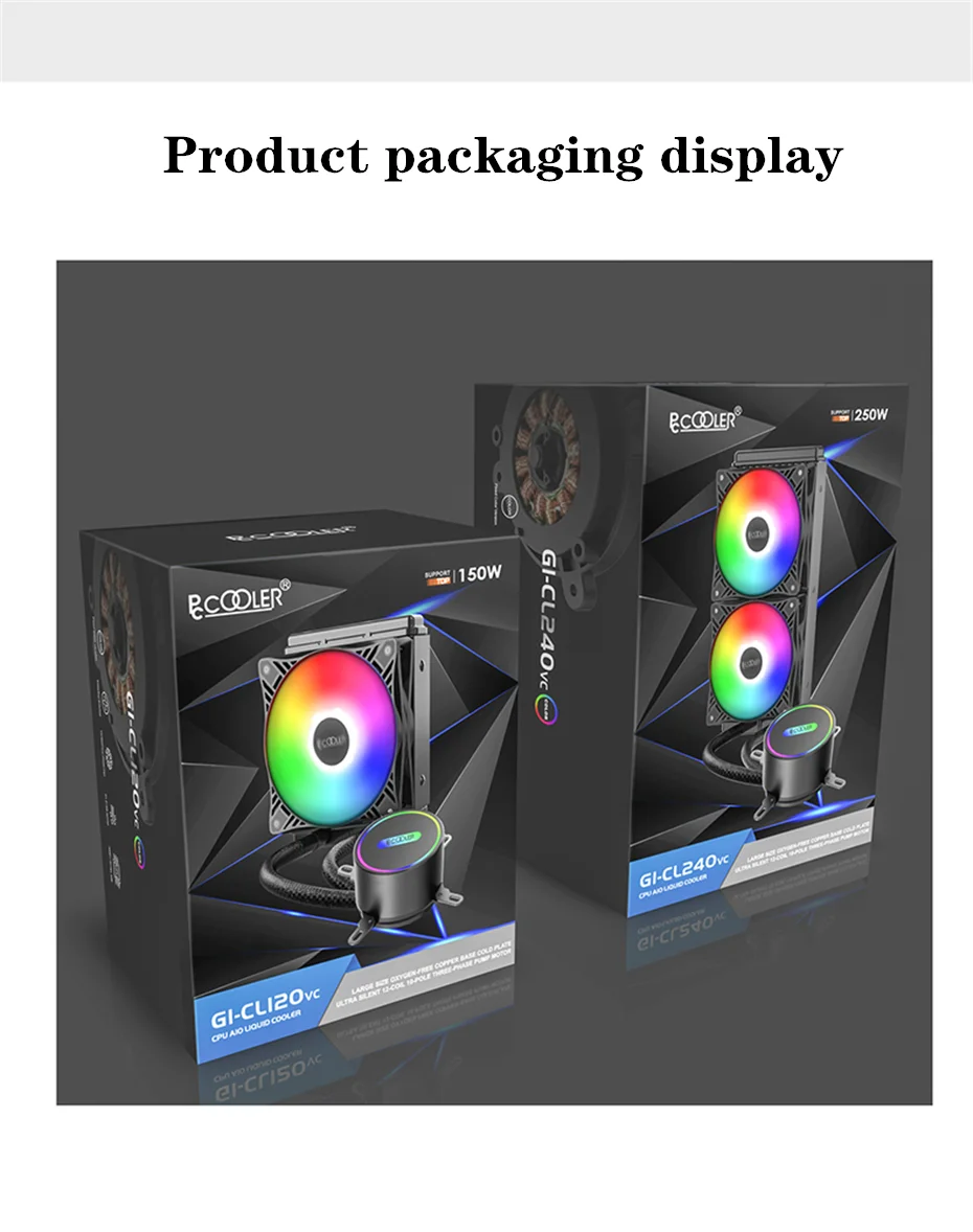 Pccooler 120/240VC CPU Water Cooling Radiator LED 4PIN Silent Fan LED Intelligent Control For AMD AM4 AM3 Intel 2011 2066 115X