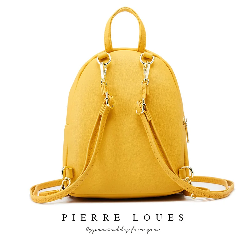 Small Women\'s Fashion PU Leather Backpack Female Preppy Shoulder Bag Solid Ladies Rucksack Travel Bag Student School Backpacks