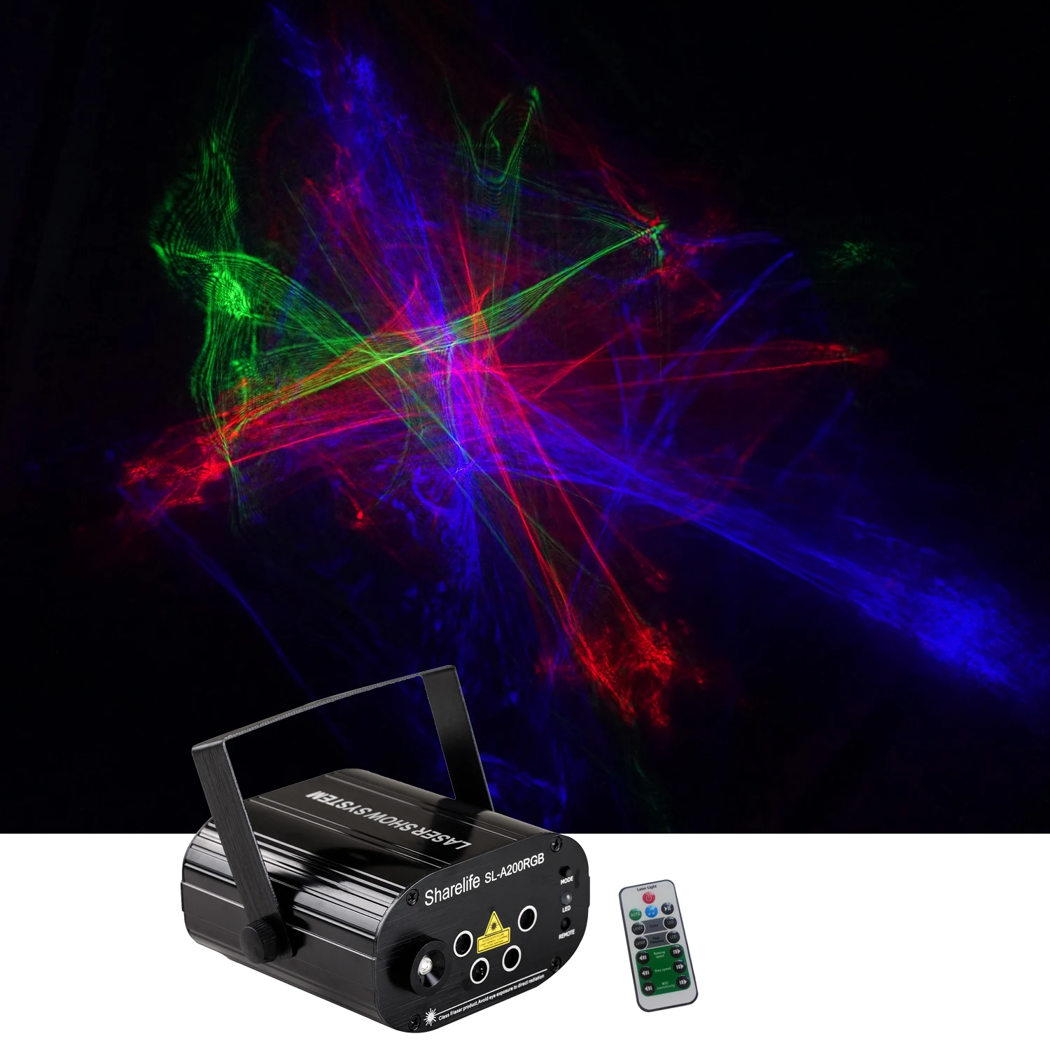 Imagem -01 - Shararife-mini Luz Laser com Controle Remoto Lens Rgrb Disco Party Home Stage Iluminação Mix Led Azul Velocidade do Motor Azul Aurora dj shararife mini luz laser com controle remoto lens rgrb disco party home stage iluminacao mix led azul velocidade do motor azul aurora dj 01