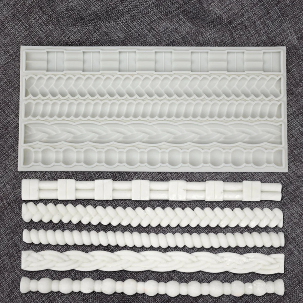 Woven Rope Cake Frame Silicone Mold DIY Epoxy Resin Cake Baking Decoration Woven Rope Pearl Strip Decorative Frame Silicone Mold