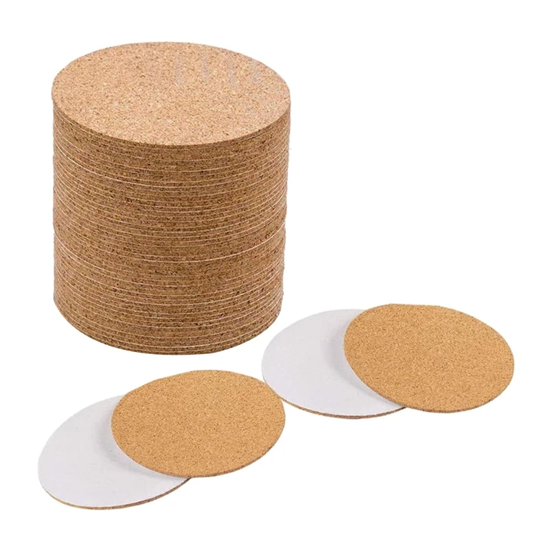 HOT-Self-Adhesive Cork Coasters,Cork Mats Cork Backing Sheets for Coasters and DIY Crafts Supplies (80, Round)