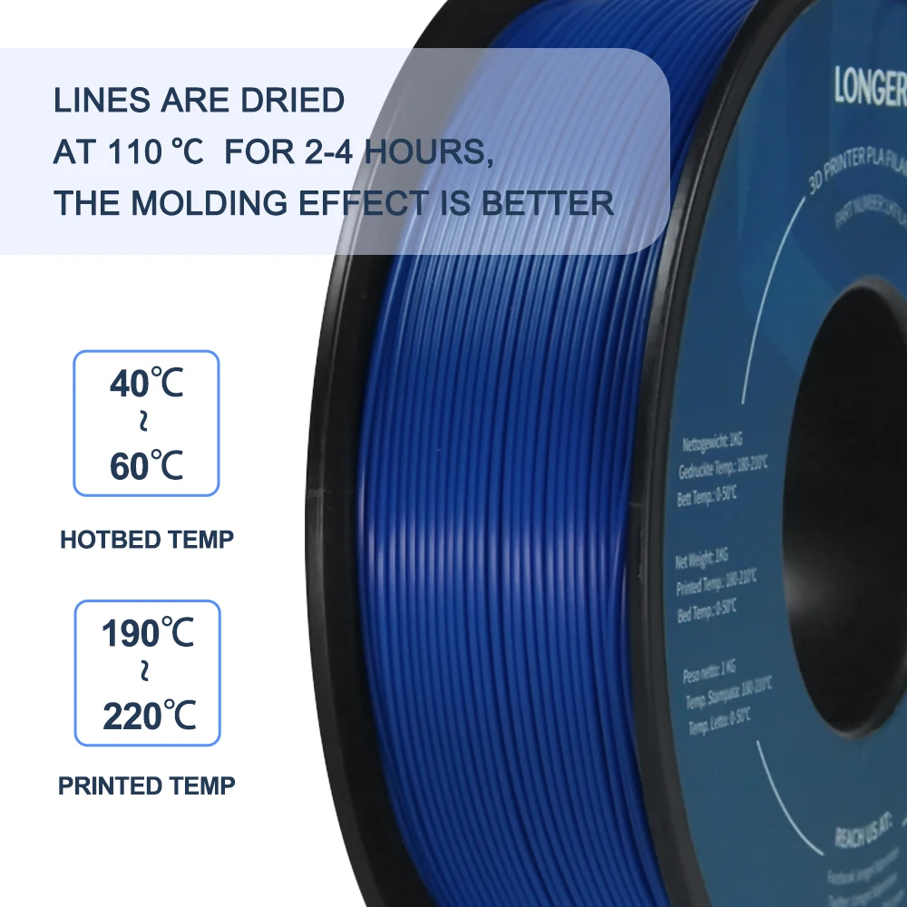 LONGER PLA Filament 1.75mm PLA For 3D Printer 1KG per Roll PLA Material for 3D Printing filamento pla 3d printer filament