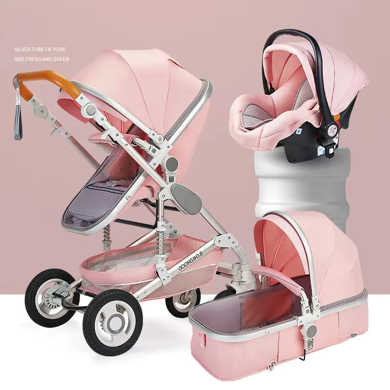 Kinderwagen 3-in-1 mit Autositz, luxuriser multifunktionaler BABY- Kinderwagen, rosa zusammenklappbarer Kinderwagen, hochlandschaftliches  Neugeborenauto - AliExpress 1501