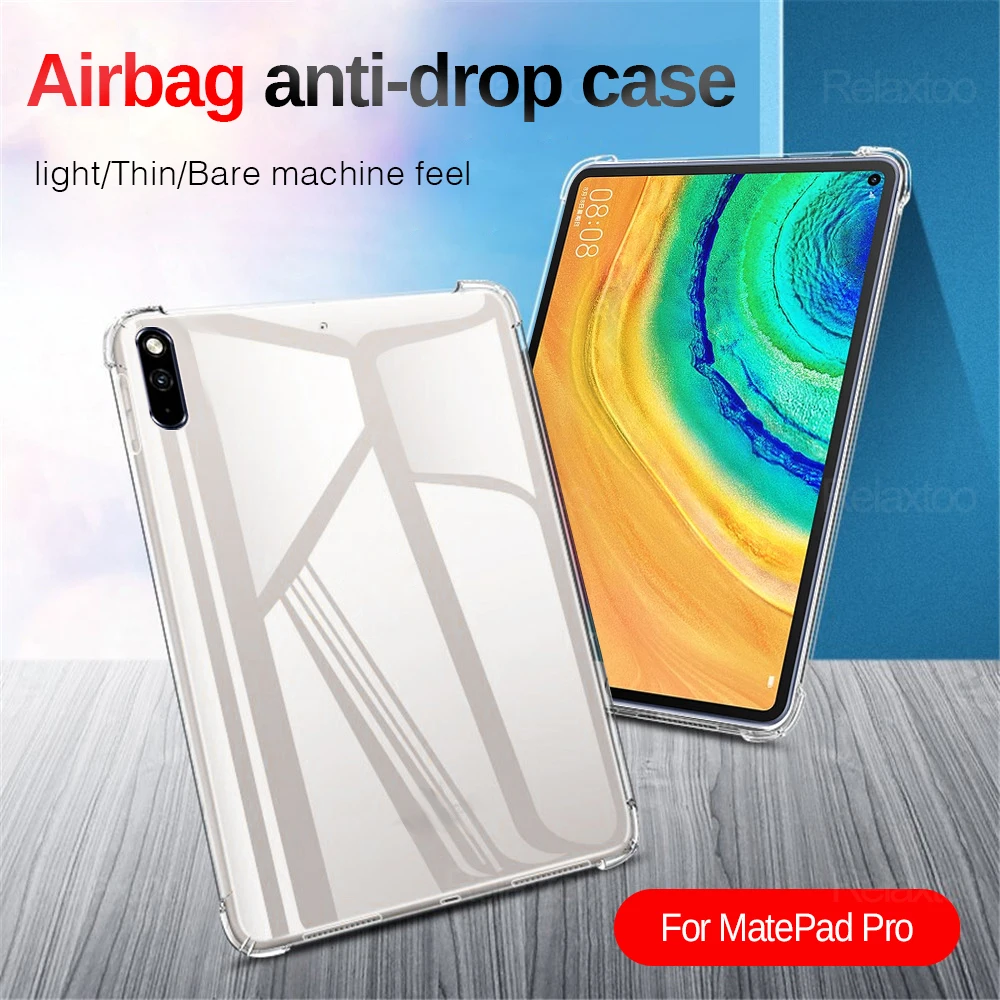 360 Shockproof Transparent Airbag Case On For Huawei MatePad 10.4 Mate Pad Pro 10.8 5G 2019 2021 Tablet Soft TPU Silicone Cover