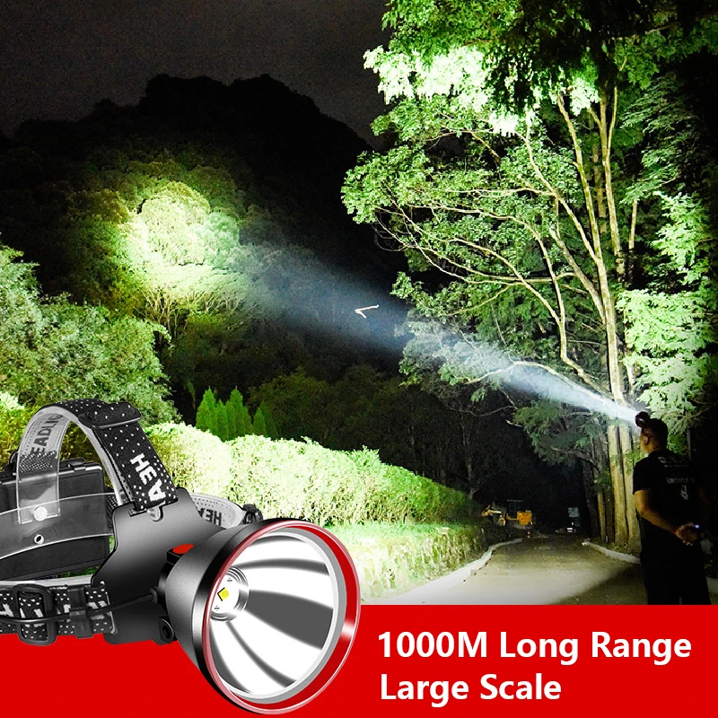 500000LM 1000M Long Range Led Headlamp Most Powerful Headlight 18650 USB Rechargeable Head Flashlight For Outdoor Biking Camp