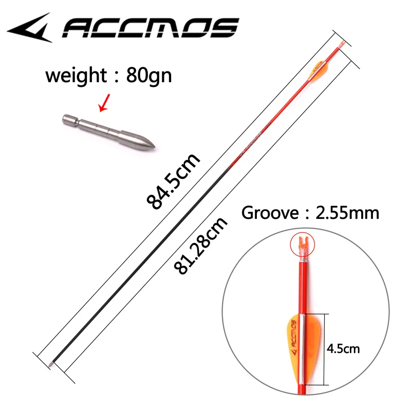 Imagem -02 - Accmos-pure Carbon Archery Arrow Spine 400 500 600 700 800 900 1000 id 4.2 mm Laranja Amarelo Composto Arco Recuvre Tiro