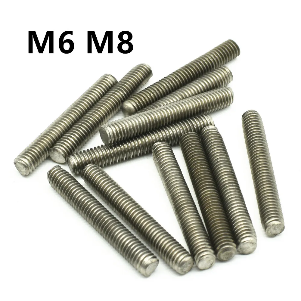 Ta2 Double Titanium Head Bolt M6 M8 *30/35/40/50/60 mm Pure Titanium Full Thread Tooth Stick Head Screw Fasteners Hardware 10PCS