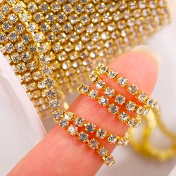 10 Yards Rhinestone Chain SS6/2MM Crystal Glass Cup Chain For DIY Trim Sewing Craft Accessories Claw Chain