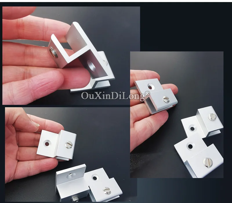 10PCS h-Shaped Aluminum Glass Clip Billboard Board Holder Fixed Clamp Acrylic Partition Bracket H Clip for 4-20mm (Silver Color)