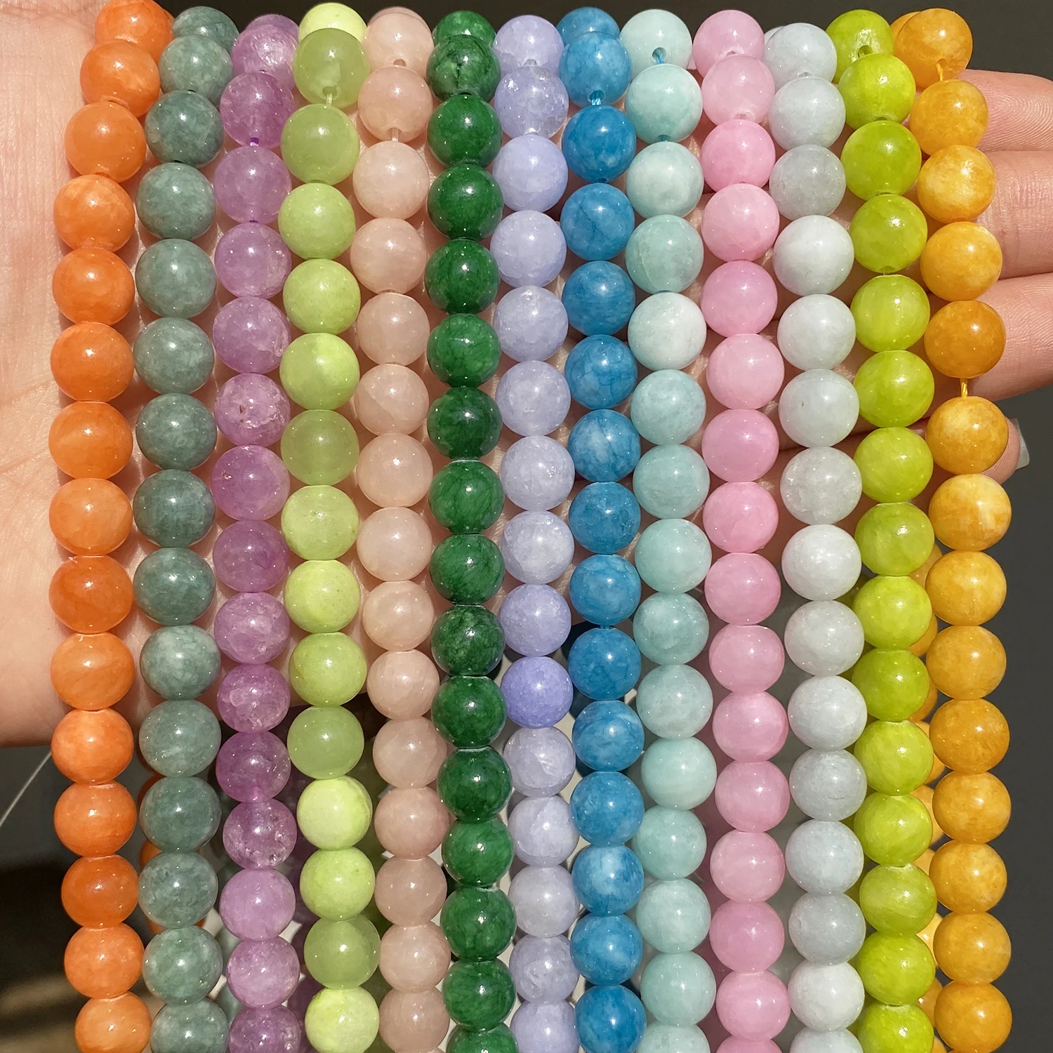4-12mm Natural Jades Chalcedony Angelite Stone Beads Round Loose Spacer Beads for Jewelry Making DIY Necklace Bracelet 15inch