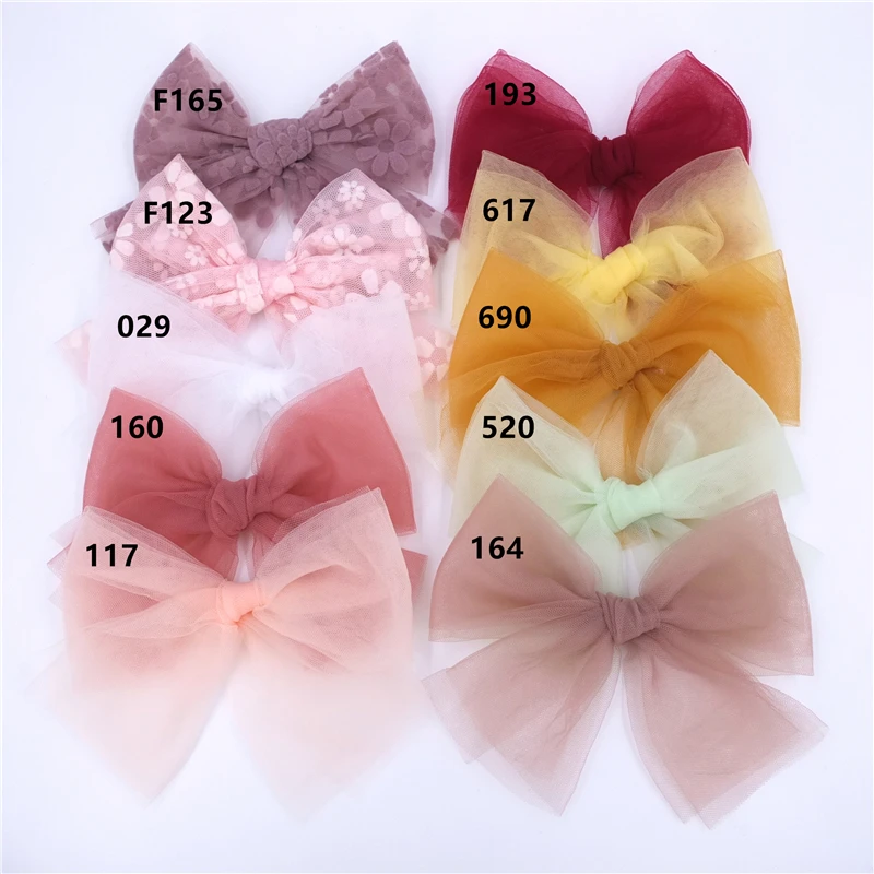 Clip per capelli per fascia in Nylon con fiocco in Tulle per bambina accessori per fiocchi per capelli in pizzo per bambini