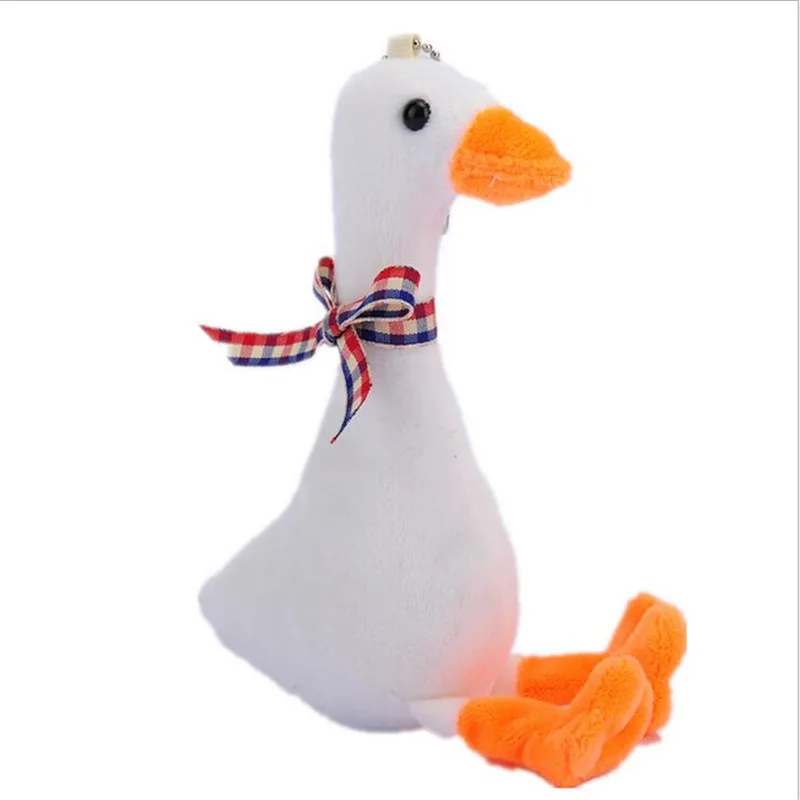 1Pcs Checkered Bowknot Little  White Duck Plush Toys For Girls Gift Stuffed Animal Pendant Mini Grab Machine Doll 12CM