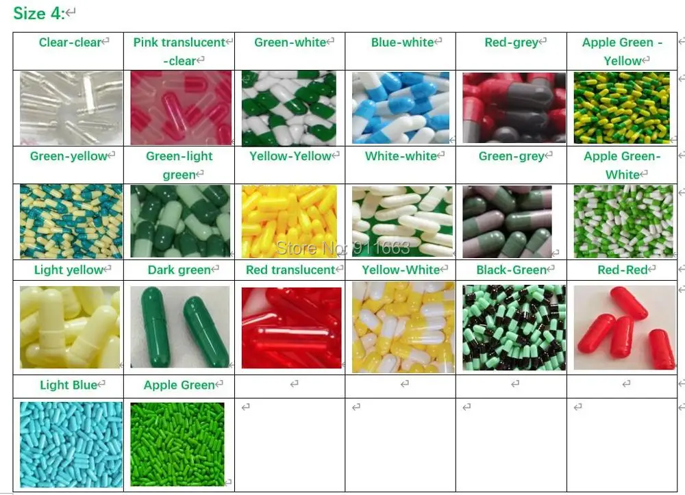 4# 2,000pcs! All Kinds Of Colored Empty Capsules/gelatin  empty capsules sizes 4, closed or seperated capsules available!